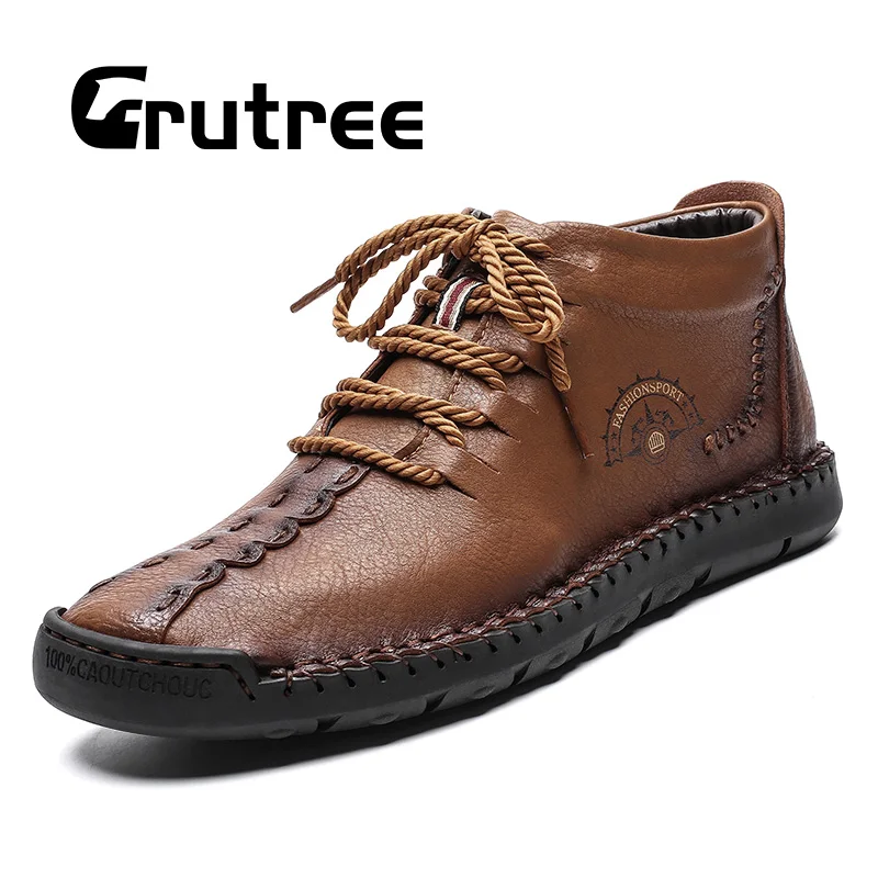 Новые высокие мужские туфли кожаные Повседневные Удобные большие размеры