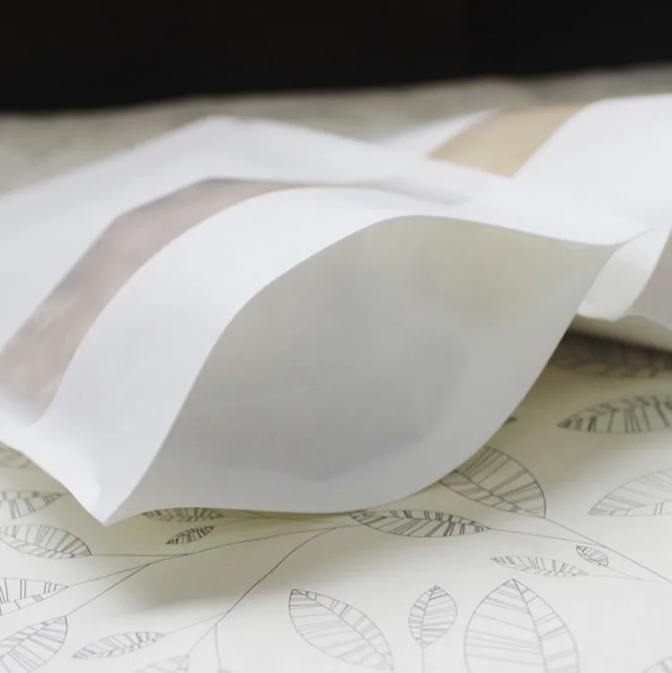 Leotrusting 50 шт. белый бумажный матовый пакет для окон стоячий кофе шоколад упаковка с