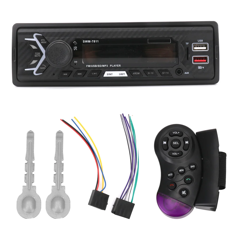 auto stereo bluetooth aux function swm 78117812 auto parts head unit handsfree 1 din with voice control car radio multimedia free global shipping