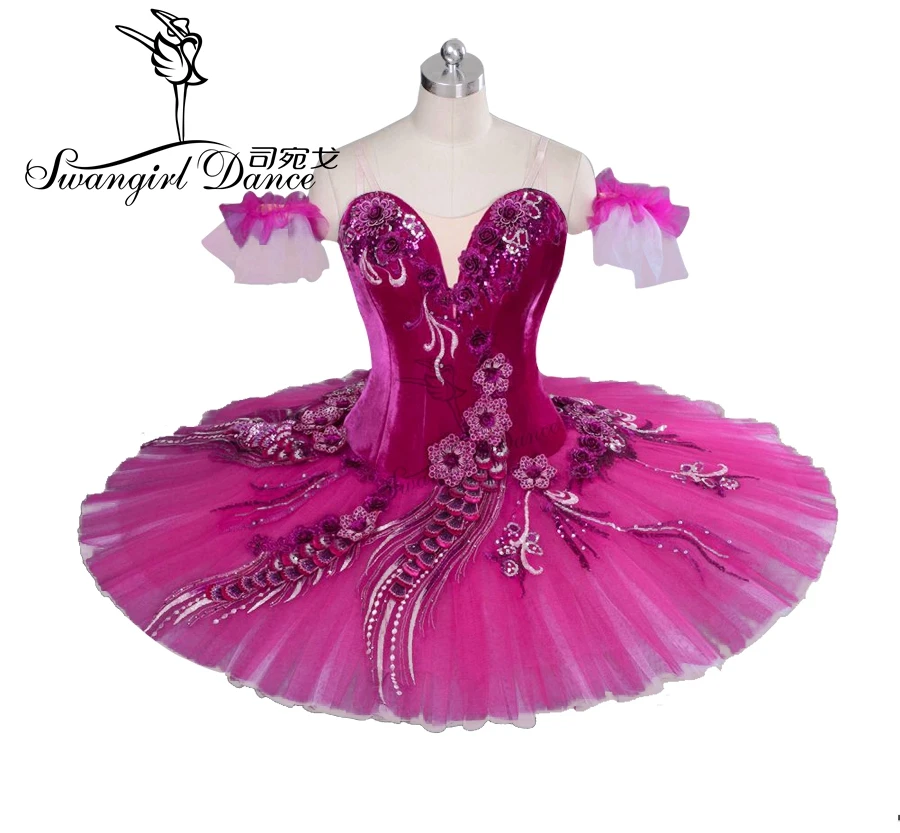 Женское платье пачка с сахарной сливой темно розовое балетное BT9040|red ballet tutu|ballet
