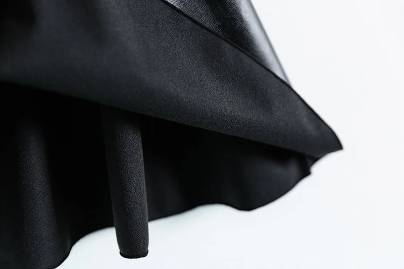 Юбка-пачка из искусственной кожи для девочек модная весенняя черная короткая