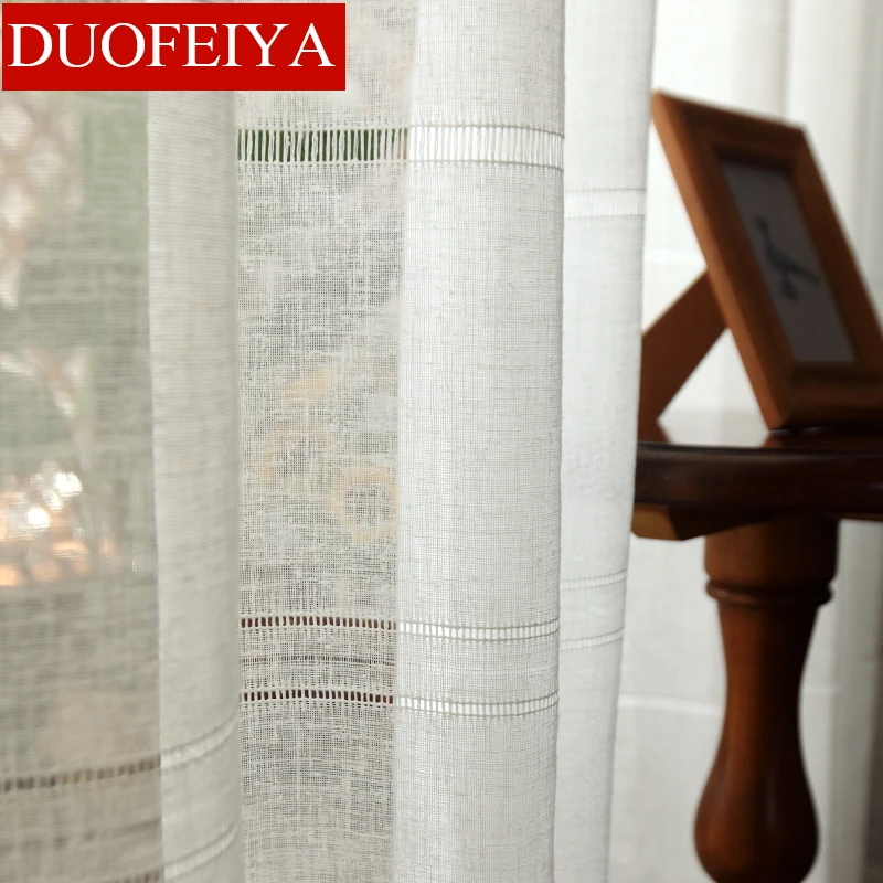 

Cotton Linen Hollow Tulle Curtains for Bedroom Window Curtain for Living Room Sheer Curtains Blinds Custom Made Drapes Curtains