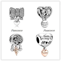 authentic 925 sterling silver charm love you mum heart charm bead fit women pandora bracelet necklace jewelry