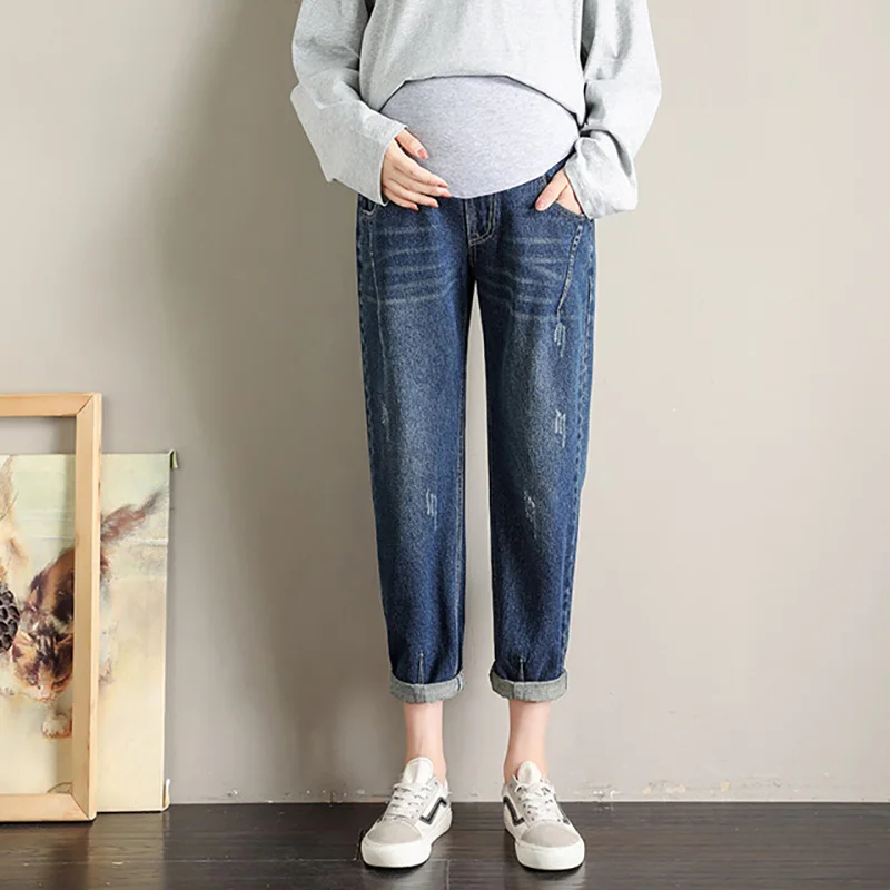 Весенние джинсы для беременных женщин 2019 джинсовые штаны хлопковые однослойные