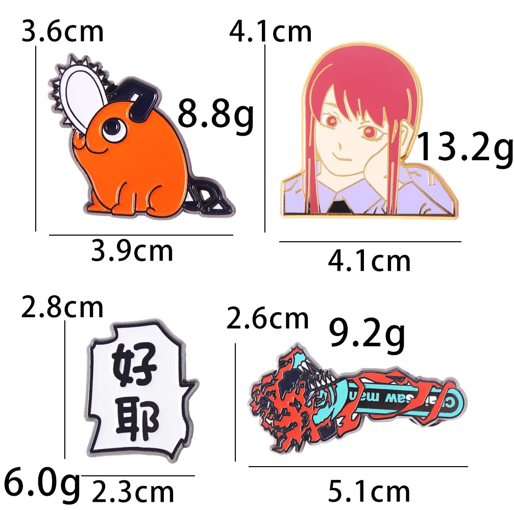 Anime Chainsaw Man Enamel Pins Denji Makima Power Pochita Cosplay Brooch Pin keychain keyring Collection Gift Prop |