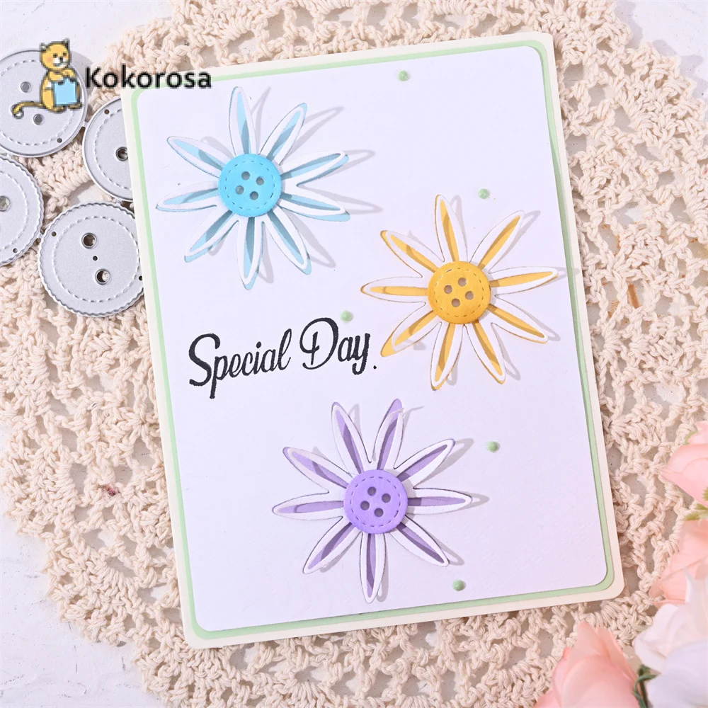 

Kokorosa Buttons Flower Core Cutting Dies Metal Dies Scrapbooking Album Card Making Embossing Stencil Diecuts New 2021