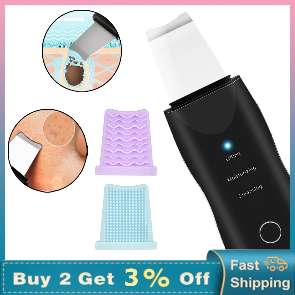 

Ultrasonic Skin Scrubber Vibration Face Spatula Blackhead Remover Facial Scrubber Shovel Clean Peeling Cavitation Face Cleaning
