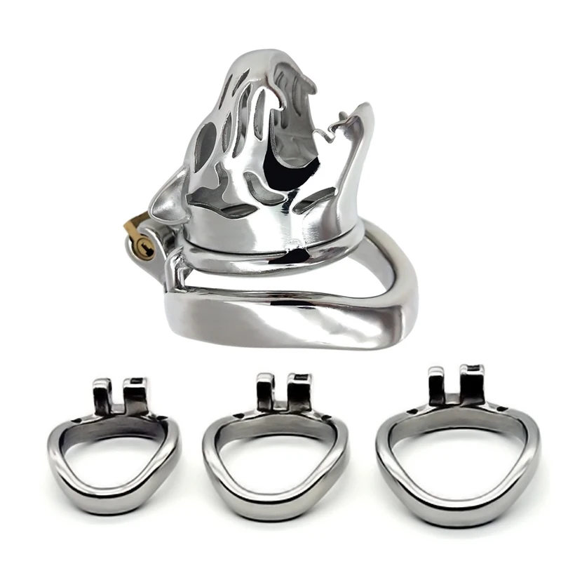 Stainless steel Tiger head short male Chastity cage metal penis lock ring ball stretcher BDSM bondage restraint sex toy for man | Красота и
