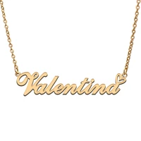 love heart valentina name necklace for women stainless steel gold silver nameplate pendant femme mother child girls gift