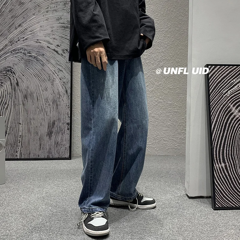 Wide Leg Jeans Men's Fashion Retro Harajuku Baggy Jeans Men Streetwear Loose Hip-hop Straight-leg Denim Trousers Mens M-2XL