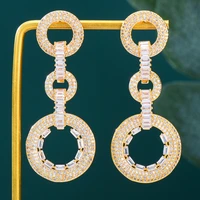 fashion new romantic luxury gorgeous round pendant earrings for women wedding party cz dubai bridal earrings new trendy jewelry