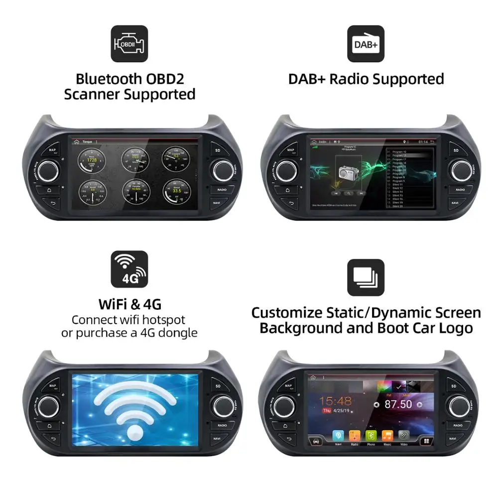 Автомобильный мультимедийный плеер IPS Android 10 0 для FIAT Fiorino Qubo Citroen Nemo Peugeot Bipper