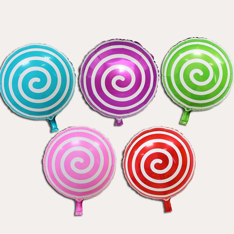 

5 Pcs Colorful Round Aluminum Foil Balloons Lollipop Windmill Helium Balloon Toy Baby Birthday Wedding Proposal Decor Supplies