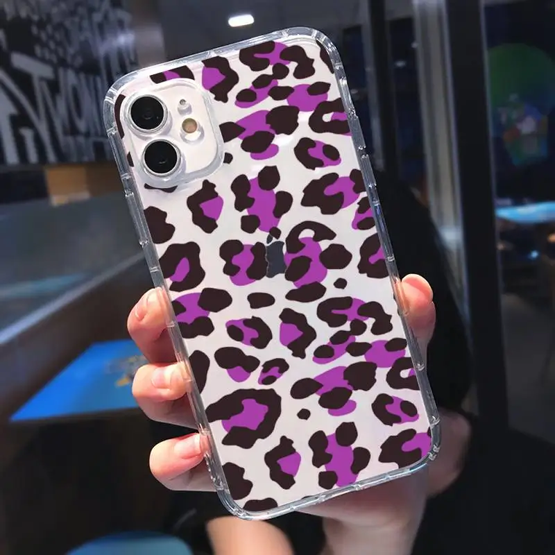 

Leopard Print Phone Case Transparent for Clear iPhone 11 12 mini pro 8 7 6 6S XS MAX Plus X 5S SE 2020 XR