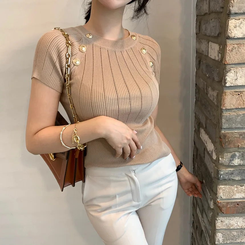 

2021 New Summer T Shirt Women Elasticity Oversized T-Shirt Woman Clothes Female Tops Short sleeve Women's tube top knit Canale