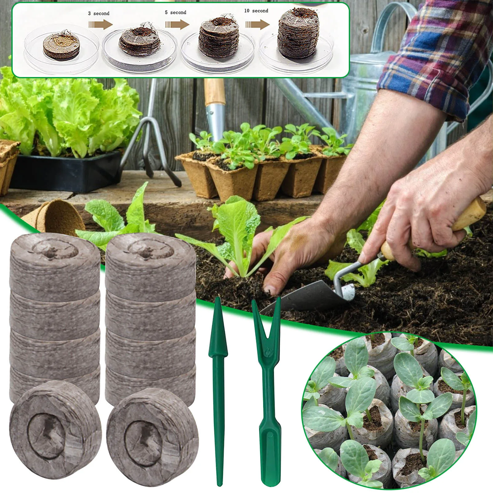 

10Pcs Peat Pellets Seed Starting Plugs Pallet Seedling Soil Block Maker Starting Plugs Seeds Starter Professional For Garden