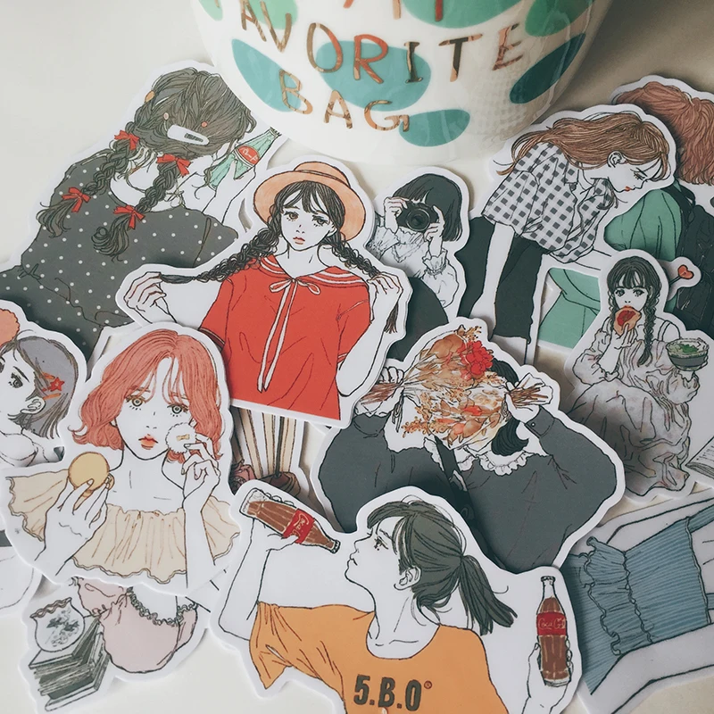 15 шт./компл. ручная рисованная наклейка для девочек повседневной жизни сделай сам
