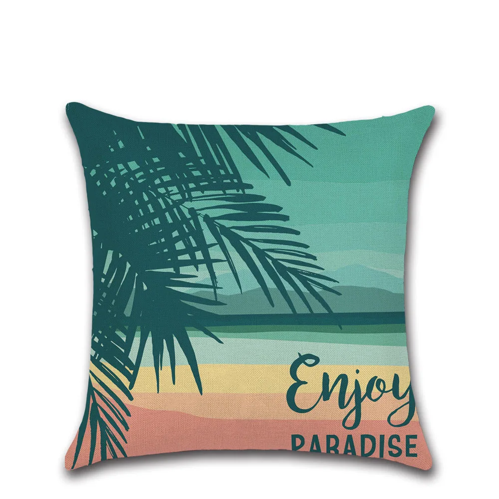 

New Summer Theme Linen Cushion Cover Decorative Nordic Style Pillowcase Rain Forest Tropical Botanic Leaves 45*45cm