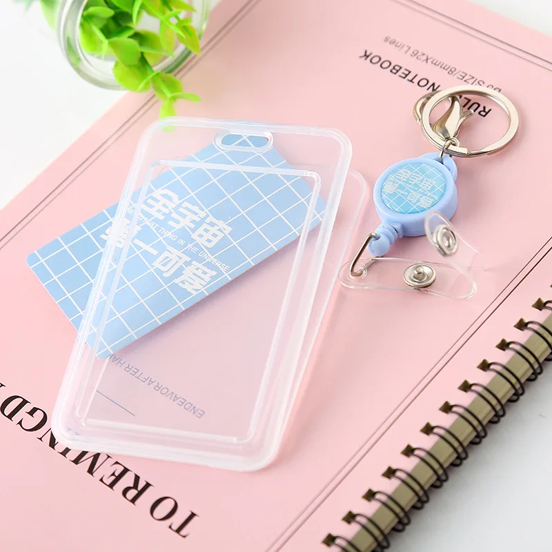 

Office Business Work Card Case Staff Employee's Card Holder Plastic Transparent ID Pass Access Card Badge Holder Sleeve Clip