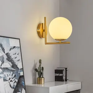 Modern Glass Wall Lamp Gold Led Wall Lights Home Decor Bedroom Bedside Wall Sconce Bathroom Mirror Light Living Room Decoration