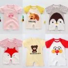 Комбинезон детский, хлопковый, с мультяшным принтом, для новорожденных