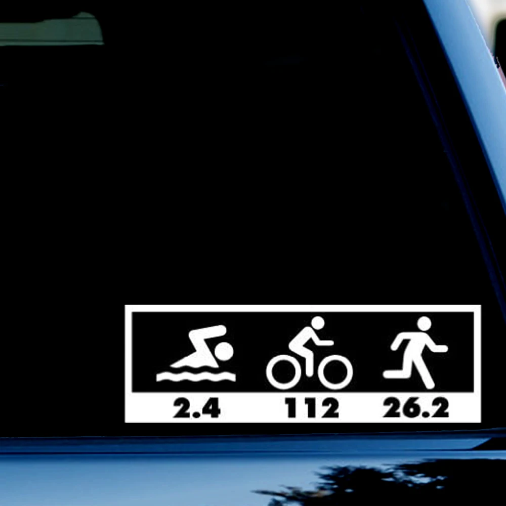 

2inchx6inch Triathlon Decal Swim Bike Run Bumper Sticker Decal for Windows, Cars, SUV, Trucks White