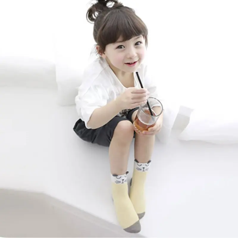 Hilittlekids/Детские носки хлопковые нескользящие Гольфы с рисунком лисы и кошки