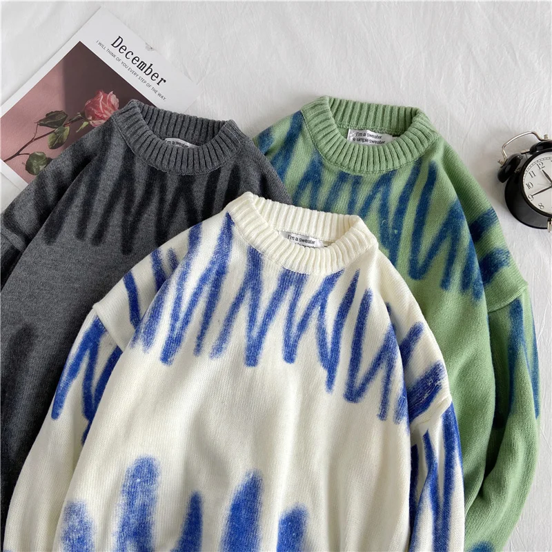 

Loose Knitted Sweater Women Jumpers Long Sleeve O-neck Woman Pullovers Sweater 2020 Autumn Winter Color Block Casual Sweater New