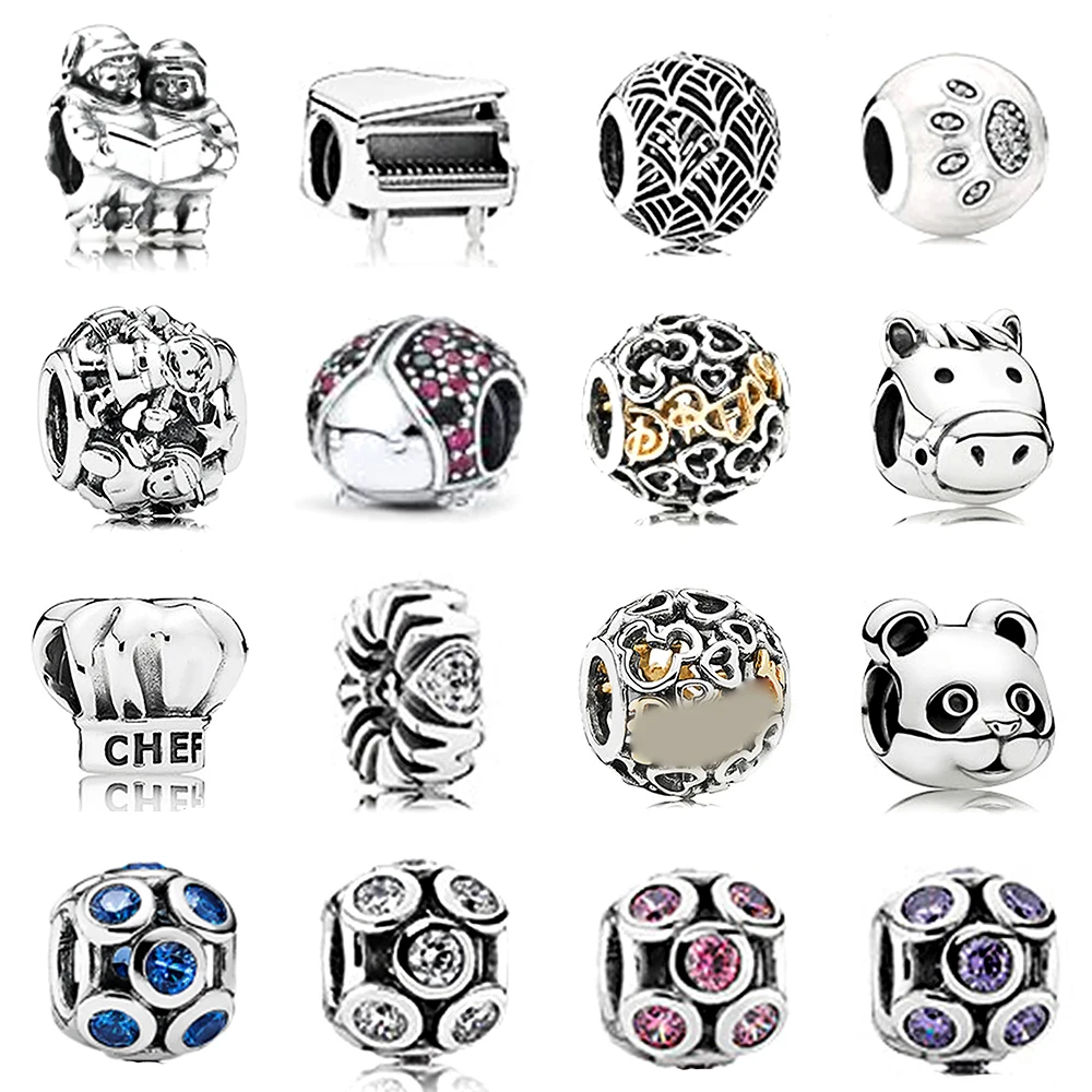 

2019 NEW Thai Silver Retro Puffer Crown Piano Footprints Panda Calf Beaded Charm Spacer Collection Original Limited Edition Gift