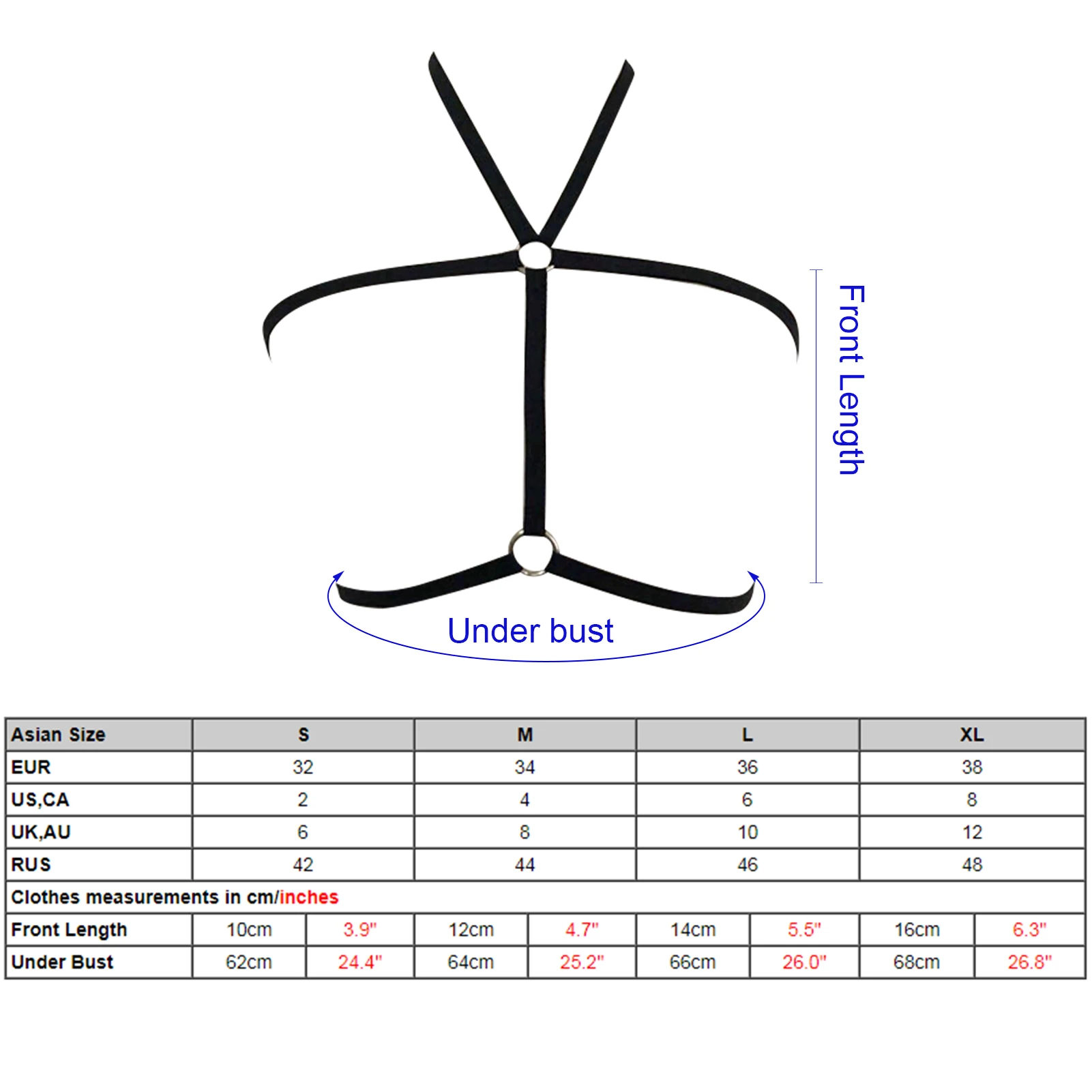 

Sexy Women Lingerie Cupless Black Bra Erotic Strappy Top Elastic Body Strap Underwear