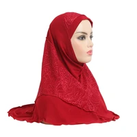 high quality medium size 7060cm muslim amira hijab with lace pull on islamic scarf head wrap pray scarves womens headwear
