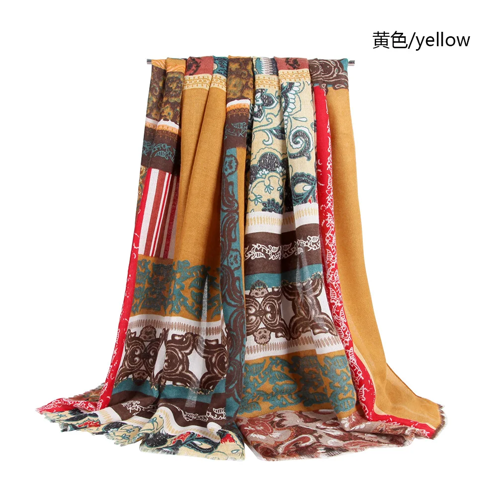 

European and American fashion ladies high-quality autumn and winter new printed scarf European and American wild rattan flower s