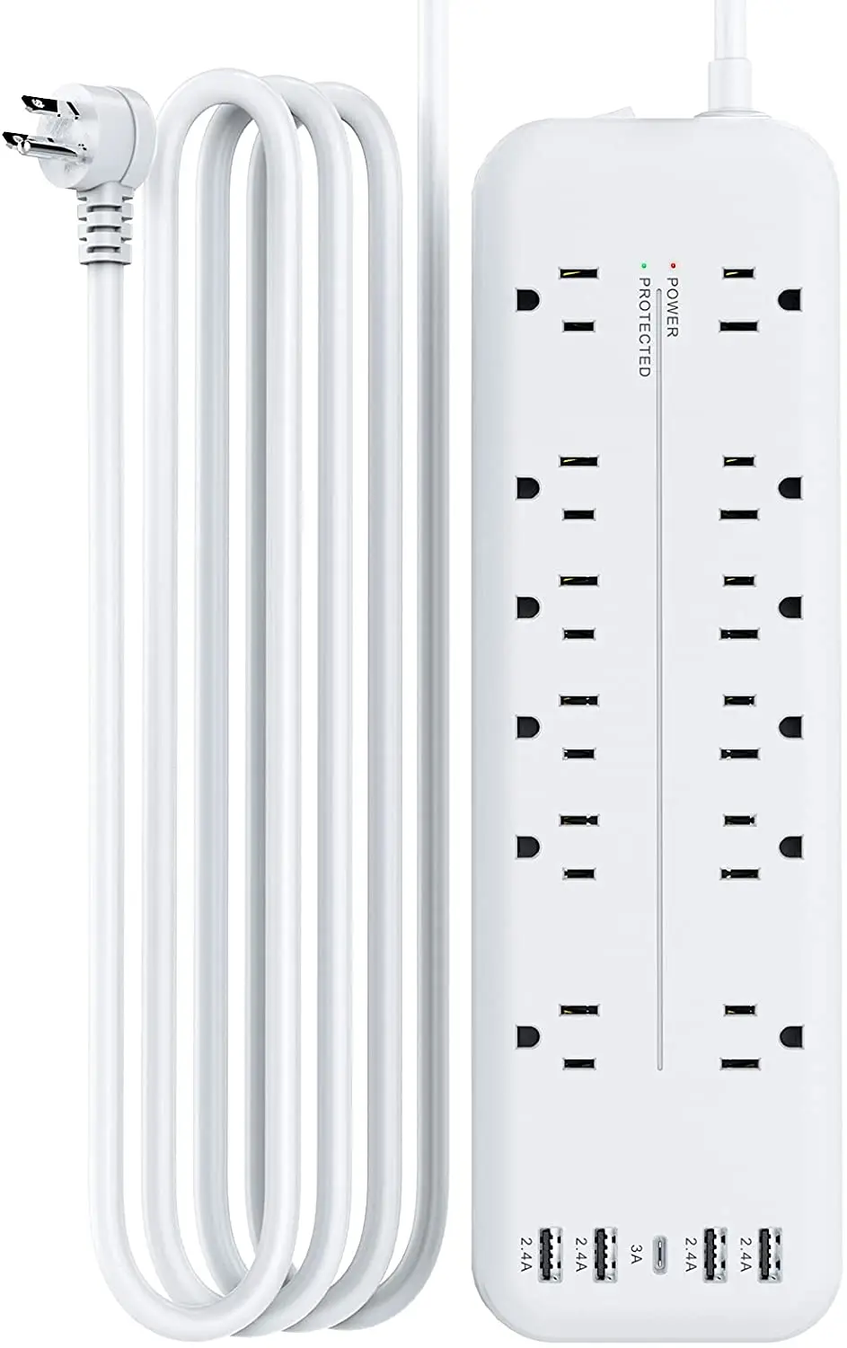 

Удлинитель питания с сетевым фильтром, 12 дюймов, 4USB + 1 удлинитель типа C, 6 футов в длину, удлинитель, защита от перенапряжения