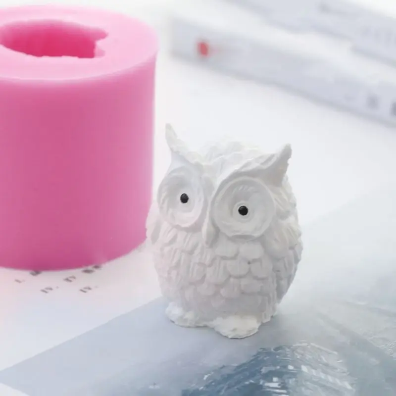 

3D Cute Owl Animal Shape Silicone Fondant Mold Cake Soap DIY Handmade Chocolate Biscuit Candle Mould Decorating Baking Tool