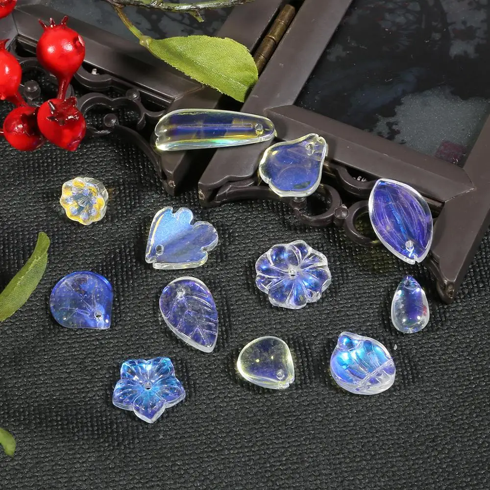 10 шт. размер отверстия 1 мм Стекло цветок/капли воды/свитшот с сердечками