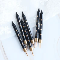 6pcs black and gold striped wave point star baking cake candles for birthday party wedding decorations floating candles