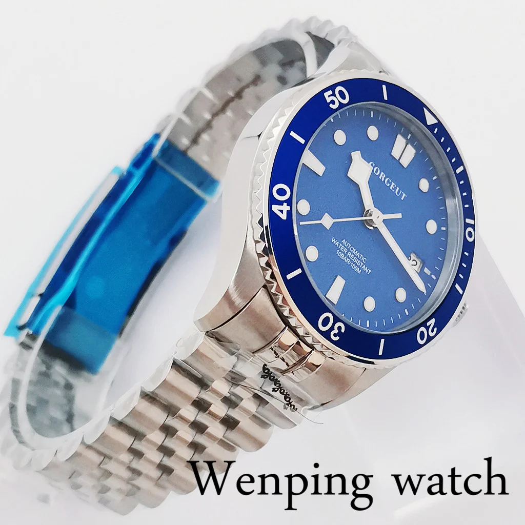 Мужские часы с сапфировым стеклом и синим циферблатом 40 мм | Наручные