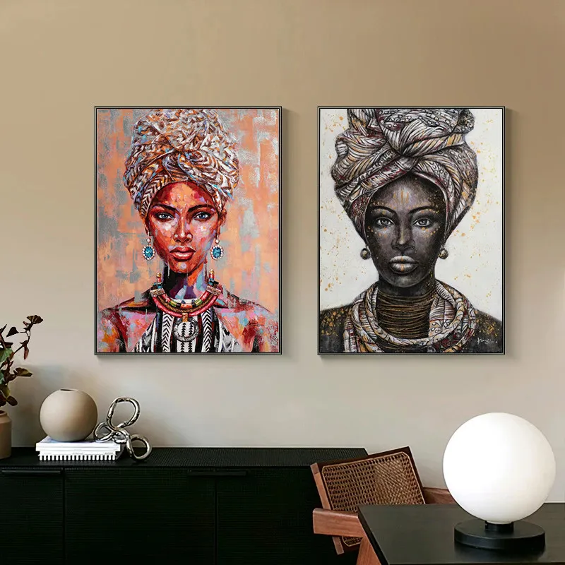 

African Black Woman Graffiti Art Posters Prints Abstract African Girl Canvas Painting Wall Art Pictures Living Room Home Decor