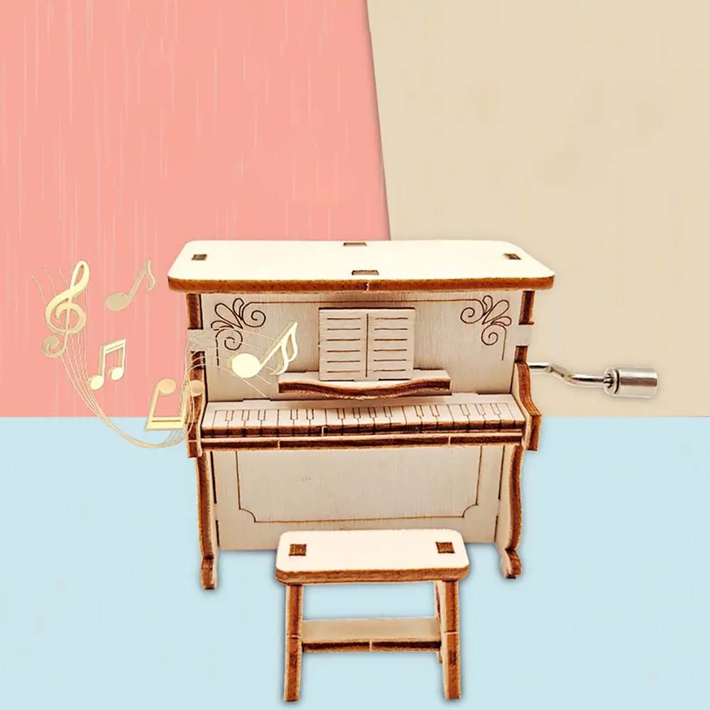 

DIY Wooden Puzzle Piano Music Box Model Kits Toys for Children Hand Shake Assembly Instrument Toy Kids Birthday Festival Gift