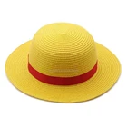 Шляпа Luffy соломенная, с завязками на шее, для косплея, плоская, в японском стиле, реквизит мультфильмов, детская, в красную полоску, пляжная шляпа от солнца, шляпа на Хэллоуин
