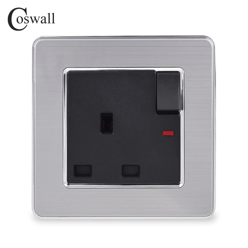 Панель из нержавеющей стали COSWALL 13 а штепсельная розетка британского стандарта с