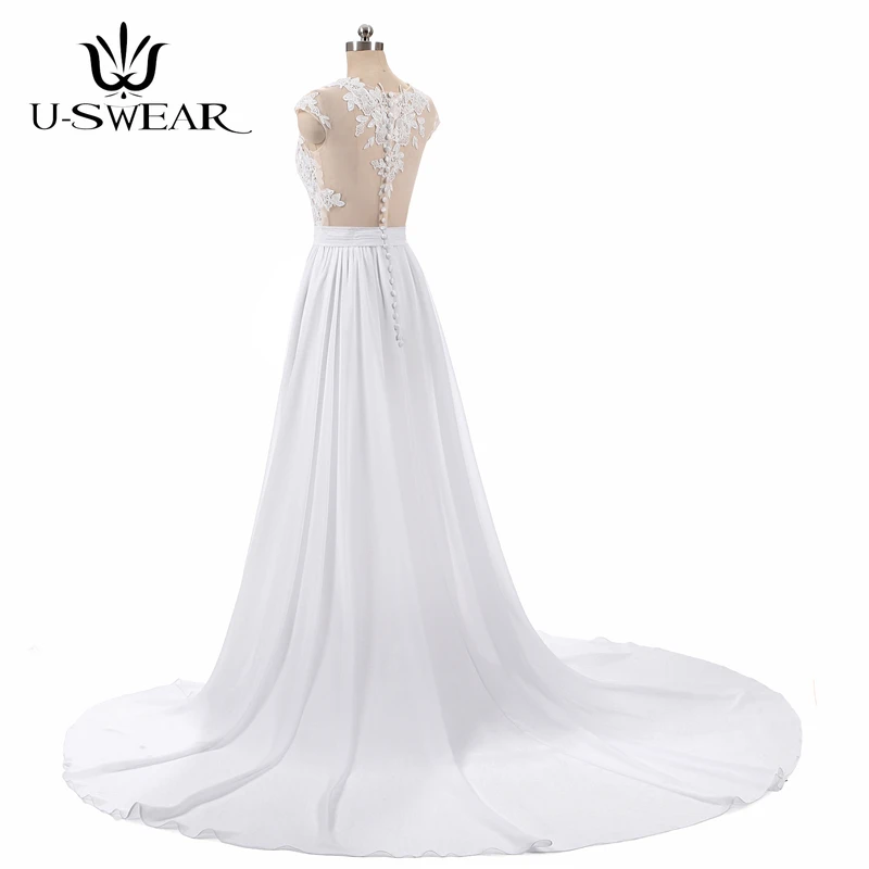 Elegant A Line Side Slit Lace Applique Chiffon Large Size Wedding Bridal Gown Beach Dresses Vestidos De Novia | Свадьбы и торжества
