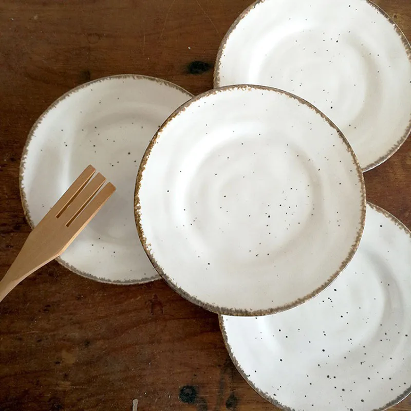 

Японская 7-дюймовая керамическая тарелка, нестандартные кружевные тарелки, фарфоровая тарелка для западной еды, десертная тарелка, столова...