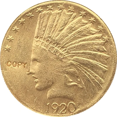 

24-каратное золотое покрытие 1920-S $10 gold Indian Half монета с изображением орла Copy