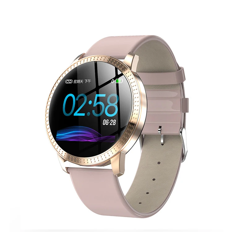 Gold Pu Leather Для женщин Смарт-часы IP67 Водонепроницаемый закаленное Стекло активности Фитнес трекер Heart Rate Monitor часы Для мужчин Smartwatch для iOS - Цвет: Gold Pu Leather