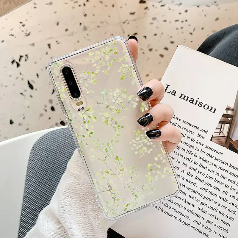 

Watercolor plants with Phone Case Transparent for Samsung A71 S9 10 20 HUAWEI p30 40 honor 10i 8x xiaomi note 8 Pro 10t 11