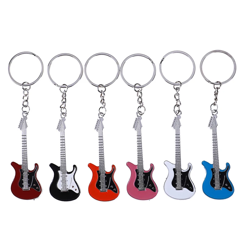 1pcs mini metall klassische elektrische gitarre keychain schlüssel auto kette gitarre schlüssel ring musical instruments anhänger f