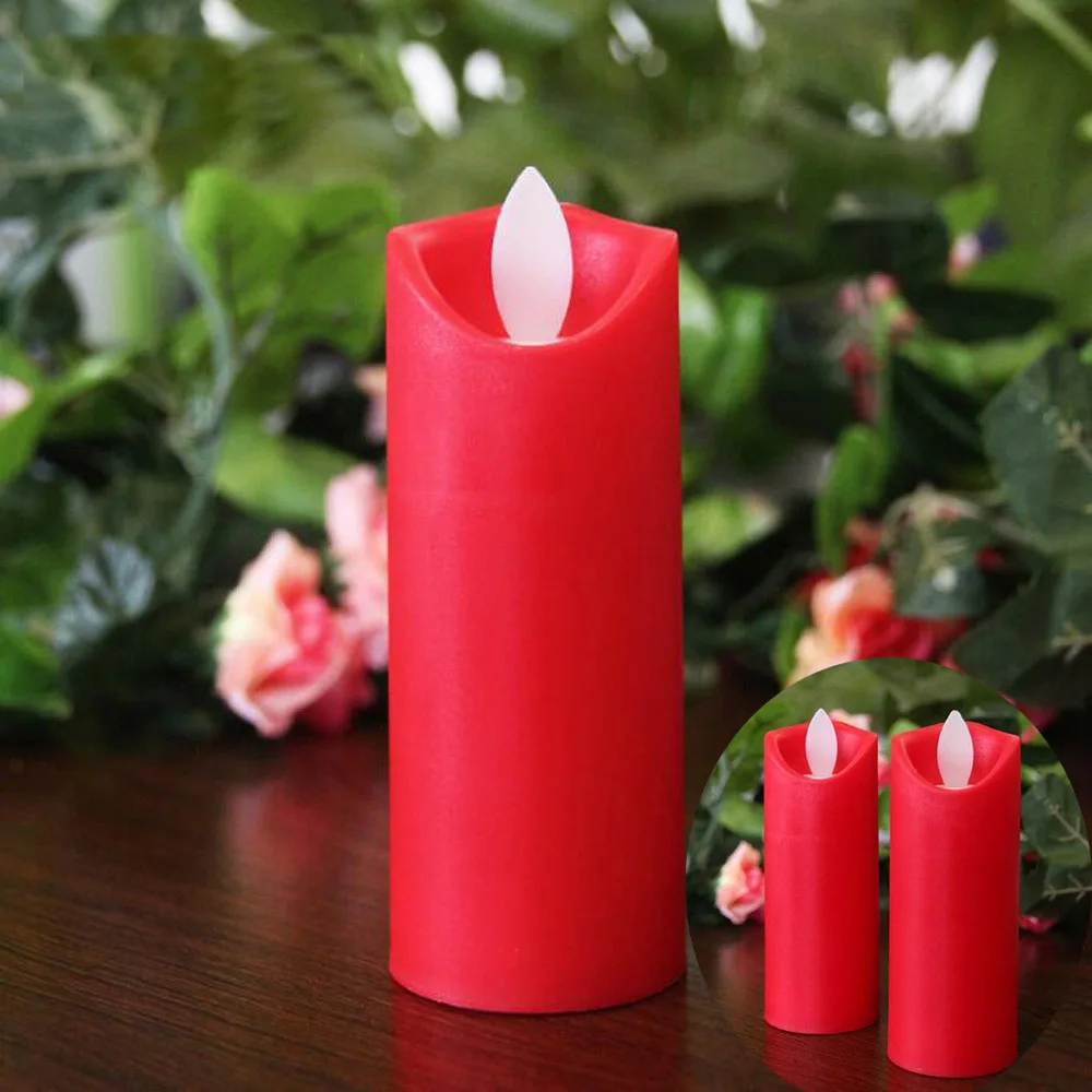 3pcs Red Светодиодный беспламенного свечи, 3 шт./6 шт. светодиодный свечи светильник s Батарея работает пластиковая стойка мерцающий Свеча светильник для вечерние Декор - Цвет: 3pcs Red