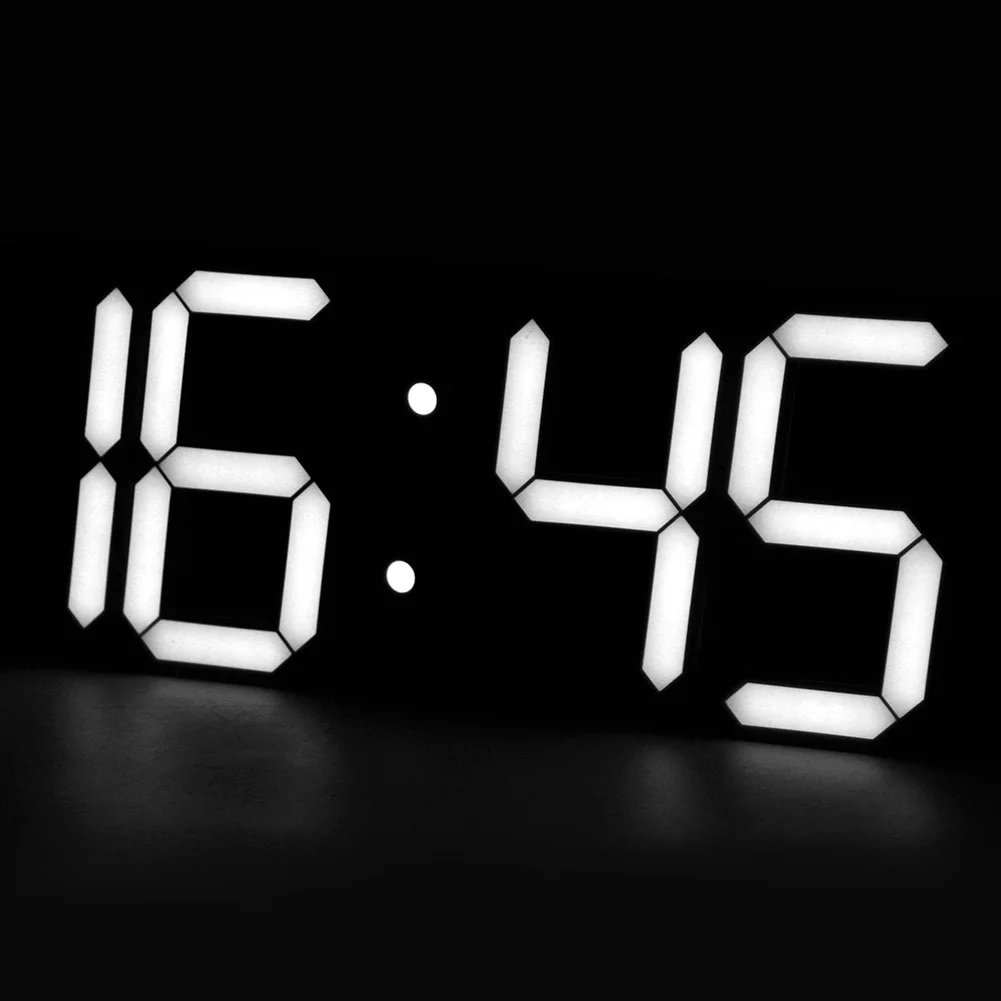Большие белые цифровые настенные часы светодиодные зеркальные электронные для