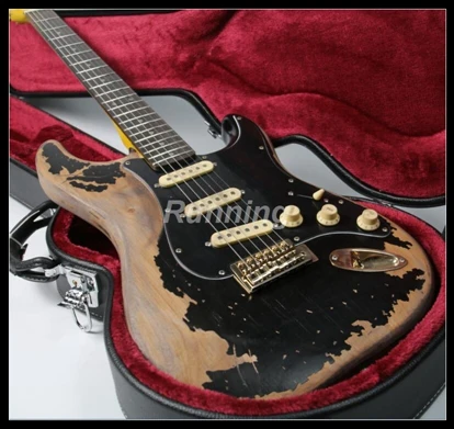 Тяжелая электрическая гитарная Алдер для тела нитрилакер с пятнами Золотое